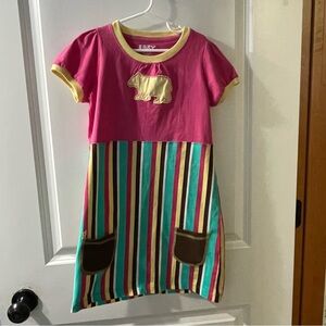 Lazy One Pink and Striped Bear Dress